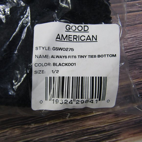 Good American NEW Small/Medium Size 1/2 Black Always Fit Tiny Ties Bikini Bottom - Picture 6 of 6